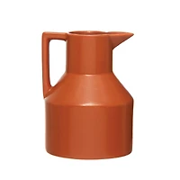 6" Orange Stoneware Watering Pitcher Vase with Handle