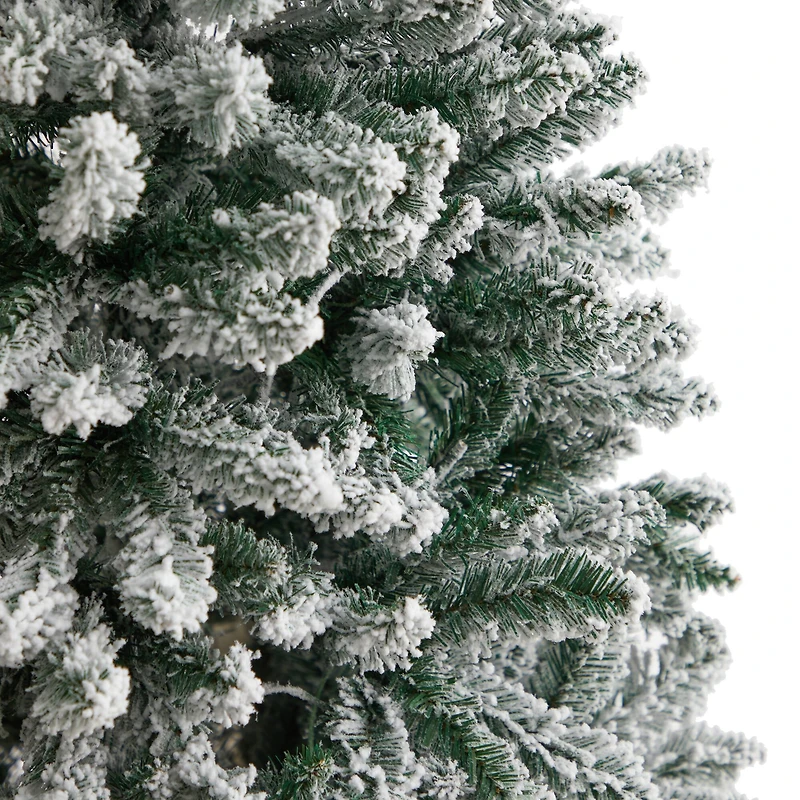 6ft. Pre-Lit Slim Flocked Montreal Fir Artificial Christmas Tree
