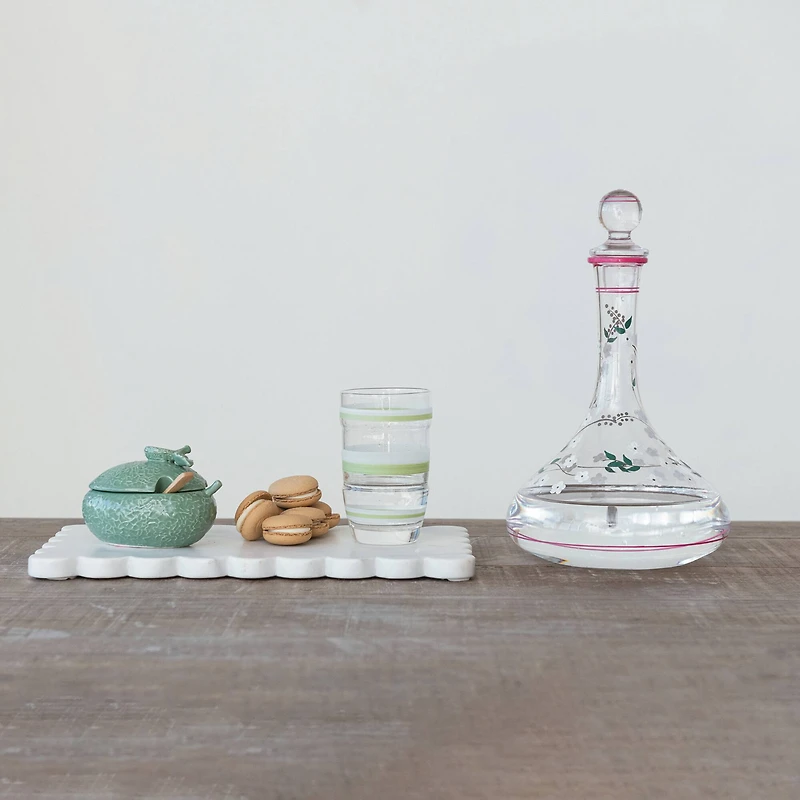 Hello Honey® 5" Green & White Striped Drinking Glass, 4ct.