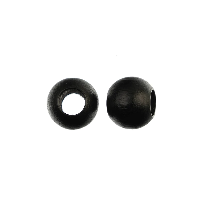 20mm Black Round Wood Beads, 9ct. by Loops & Threads®
