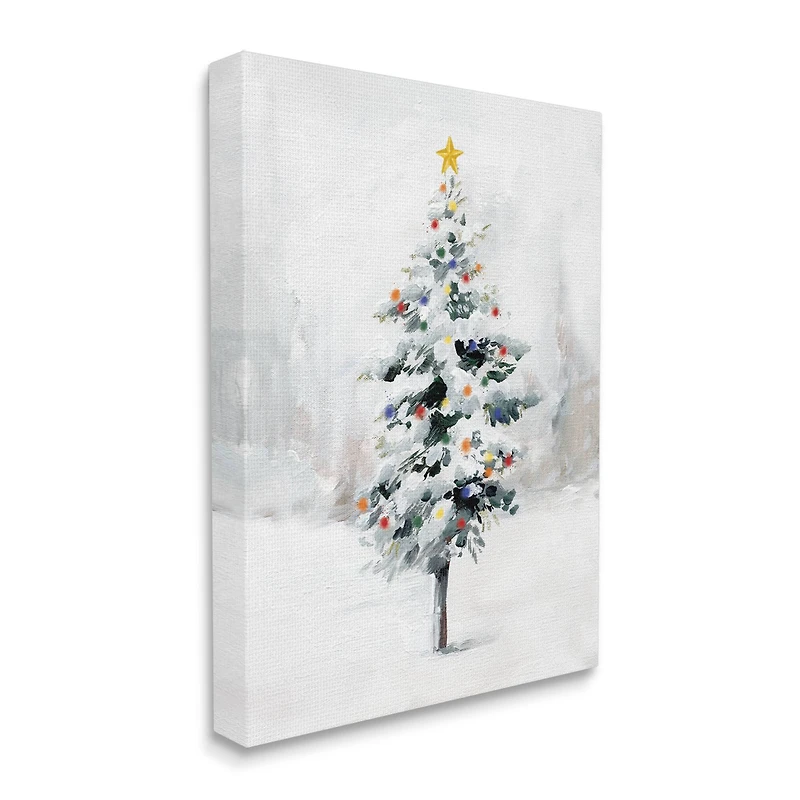 Stupell Industries Snowy Christmas Tree Landscape Canvas Wall Art