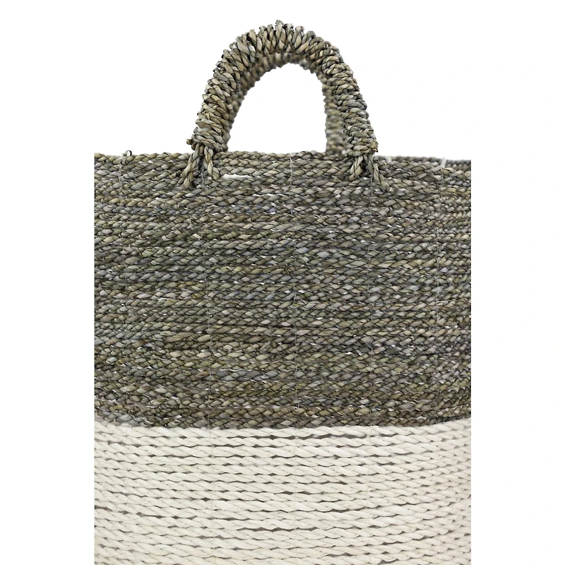 White Seagrass Contemporary Storage Basket Set