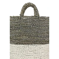 White Seagrass Contemporary Storage Basket Set
