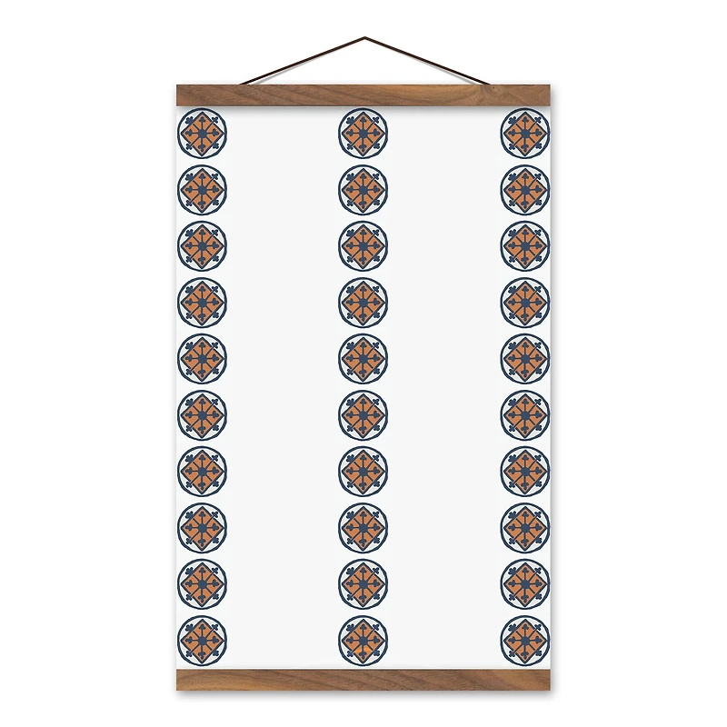 Tile Rows 12" x 18" Teak Hanging Canvas