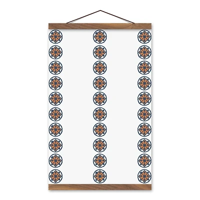 Tile Rows 12" x 18" Teak Hanging Canvas