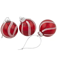 12ct. 1.75" 2-Finish Red & White Glass Ball Ornaments