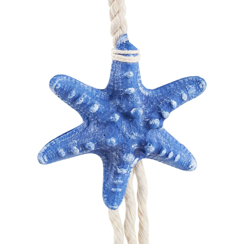 Starfish Handmade Home Wall Decor with White Hanging Rope & Seashell Accents