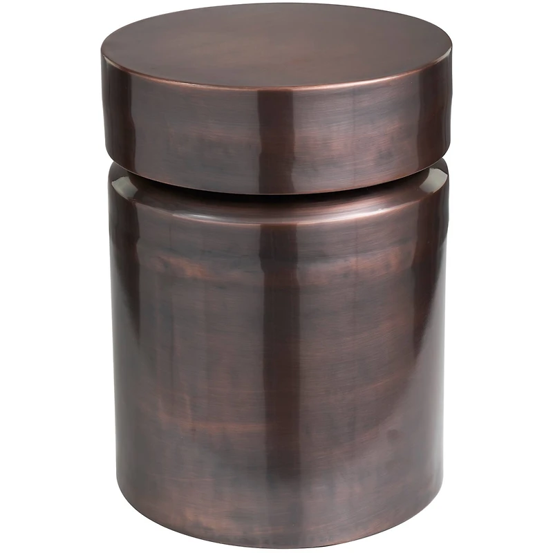 19" Copper Metal Drum Accent Table