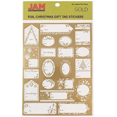 JAM Paper Matte Gold Foil Christmas Gift Tag Stickers