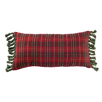 Hello Honey® 24" Red Plaid Lumbar Accent Pillow with Tassels