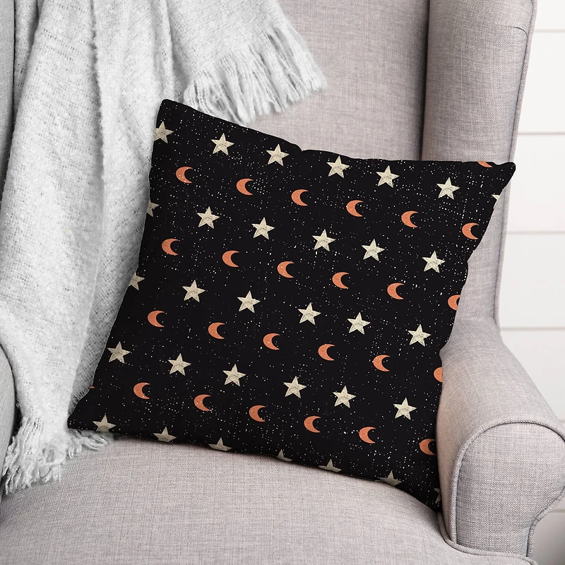 Moon & Stars Spun Poly Throw Pillow