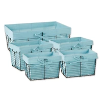 DII® Vintage Gray Wire Basket with Aqua Liner, 5ct.