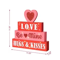 Glitzhome® 11.25"Lighted Valentine's Wooden Block Table Sign