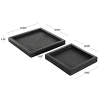 Black Marble Minimalistic Textured Square Trays, 2ct.