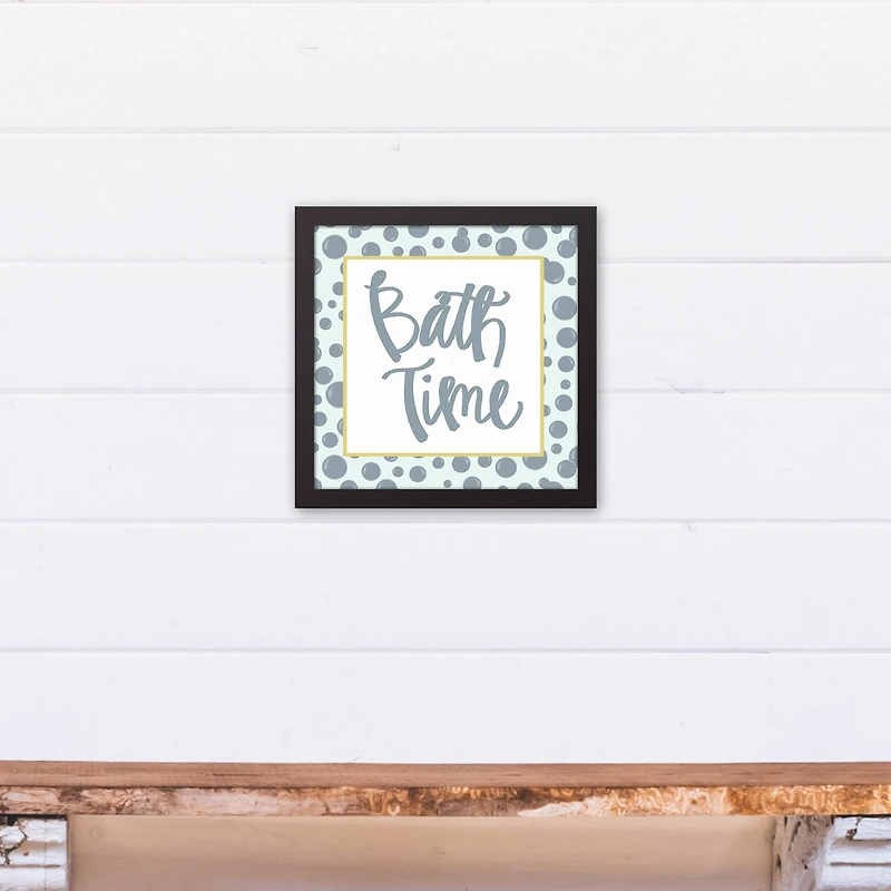 Bath Time 13.73" x 13.73" Black Framed Canvas
