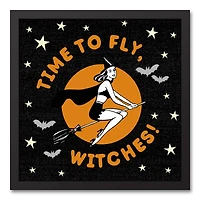 Time to Fly Witches 16" x 16" Black Framed Canvas