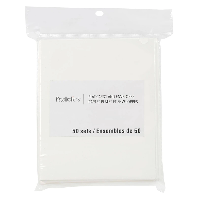 50 Sets of Ivory Flat Cards & Envelopes by Recollections™, 4.25" x 5.5"