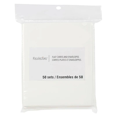 50 Sets of Ivory Flat Cards & Envelopes by Recollections™, 4.25" x 5.5"