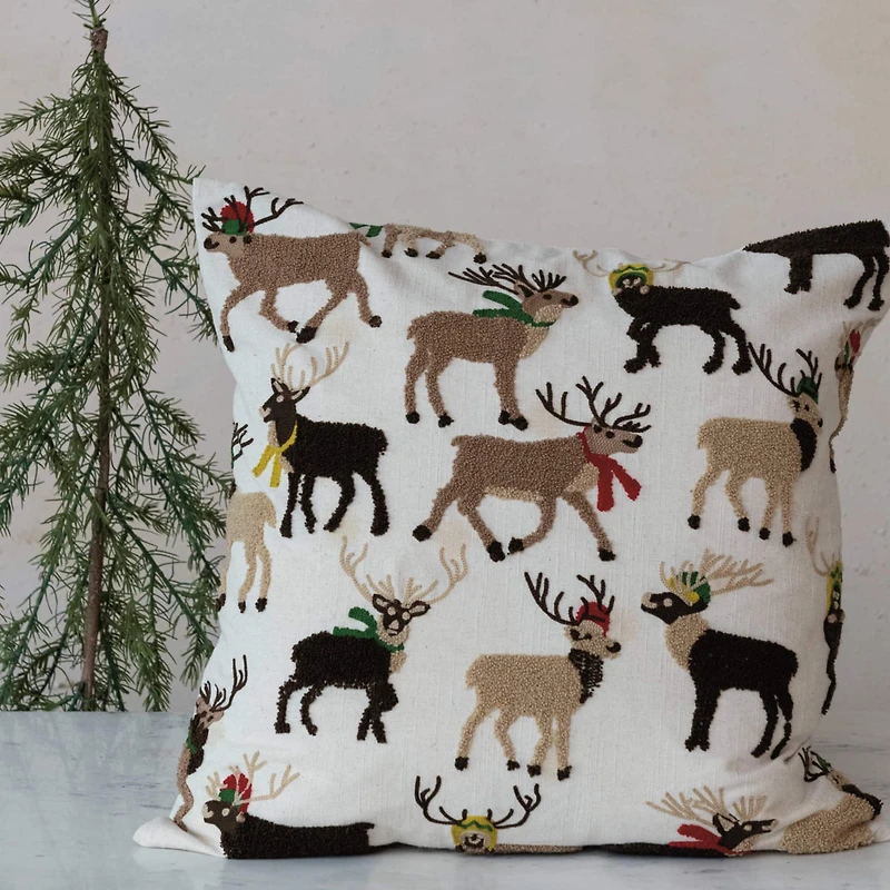 Hello Honey® 20" Reindeer with Scarves Accent Pillow