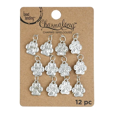 Charmalong™ Rhodium Paw Charms by Bead Landing™