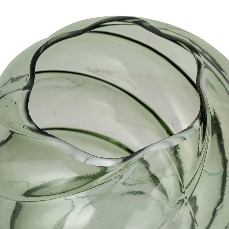 Hello Honey® 7.75" Green Round Twisted Glass Vase