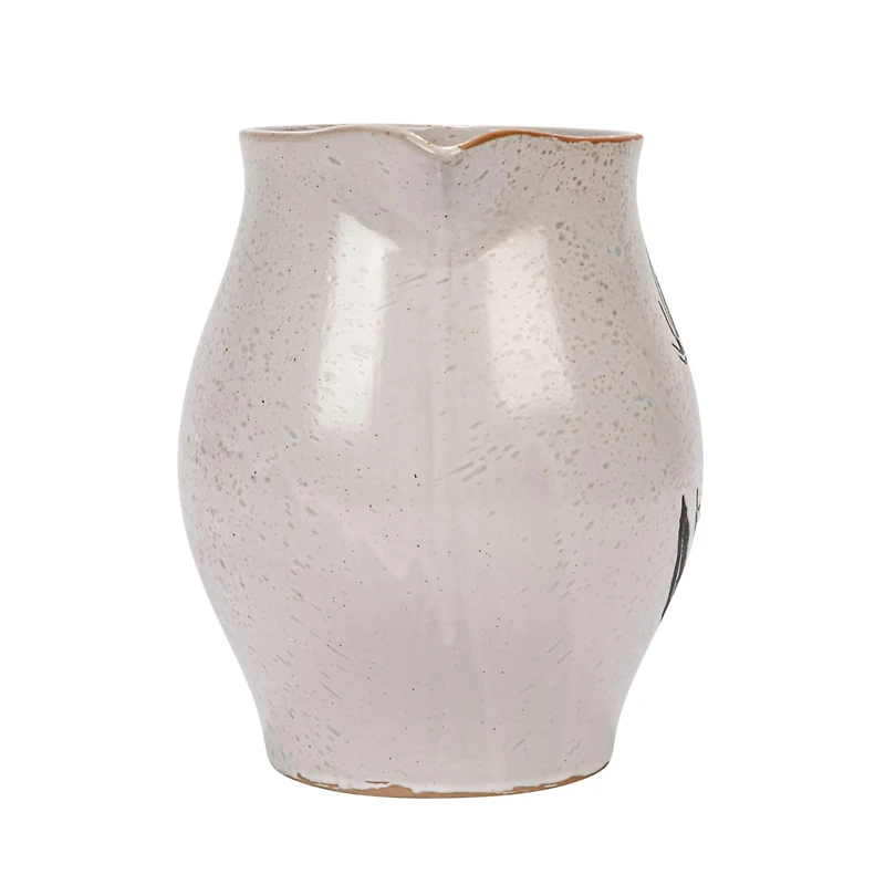 Hello Honey® 50oz. White & Black Reactive Glaze Flower Design Debossed Stoneware Pitcher