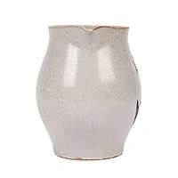 Hello Honey® 50oz. White & Black Reactive Glaze Flower Design Debossed Stoneware Pitcher