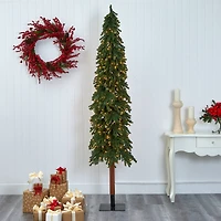 8ft. Pre-Lit Grand Alpine Artificial Christmas Tree, Clear LED Lights