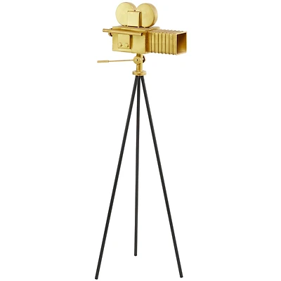 The Novogratz 43" Gold Colored Metal Camera with Tripod Film Sculpture