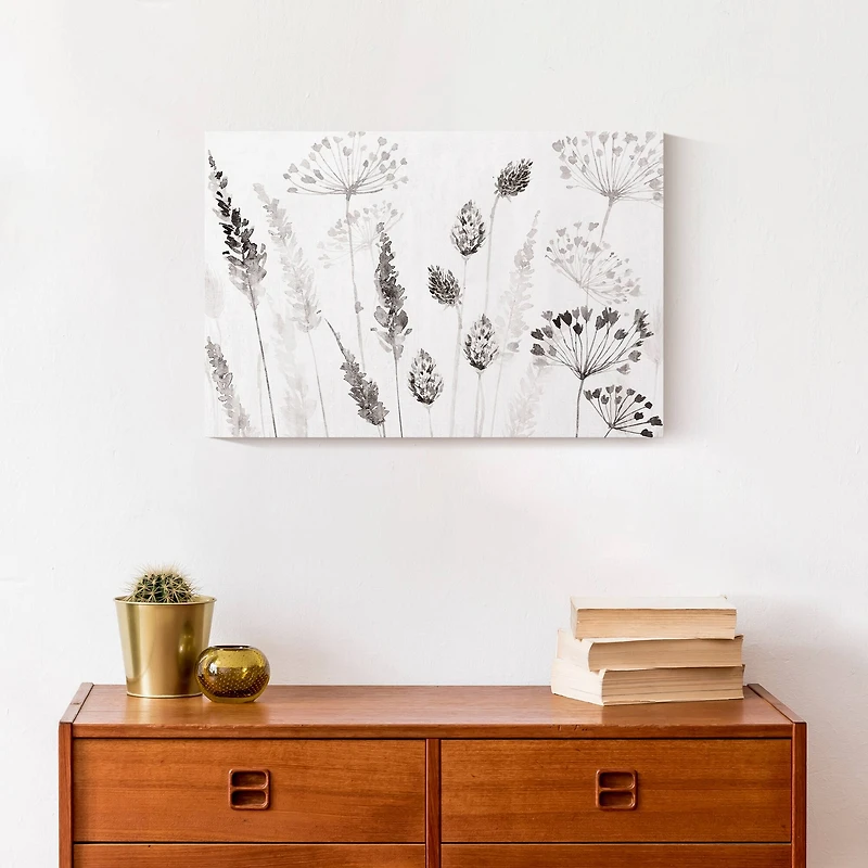 Modern Black Botanical Canvas Wall Art