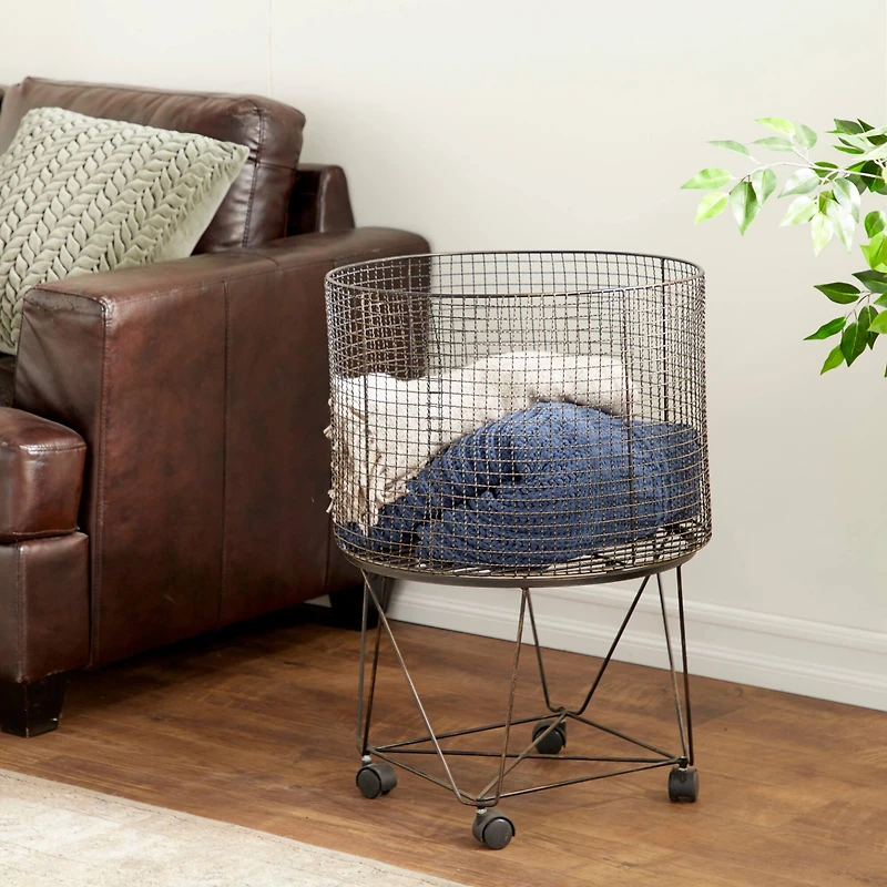Bronze Farmhouse Metal Storage Cart