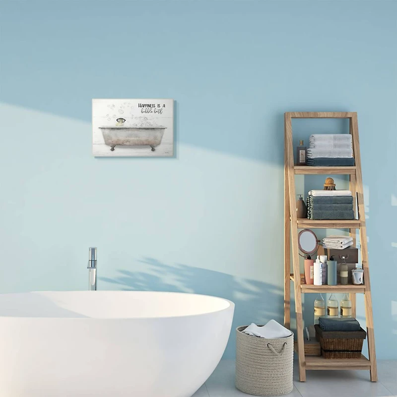 Stupell Industries Happiness is a Bubble Bath Quote Bathroom Tub Chick Wall Plaque