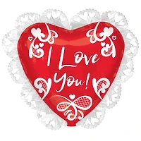 29" Valentine's Day Lace I Love You Heart Foil Mylar Balloon