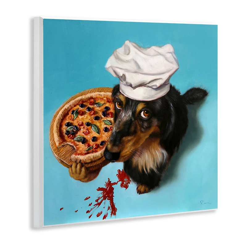 Stupell Industries Dog Chef Pizza Bite Portrait Wall Plaque Art