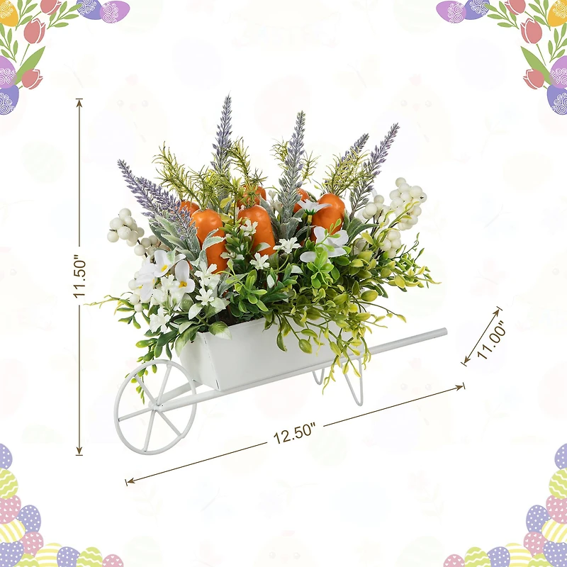 Glitzhome® 12.5" Easter Carrot Metal Wagon Centerpiece