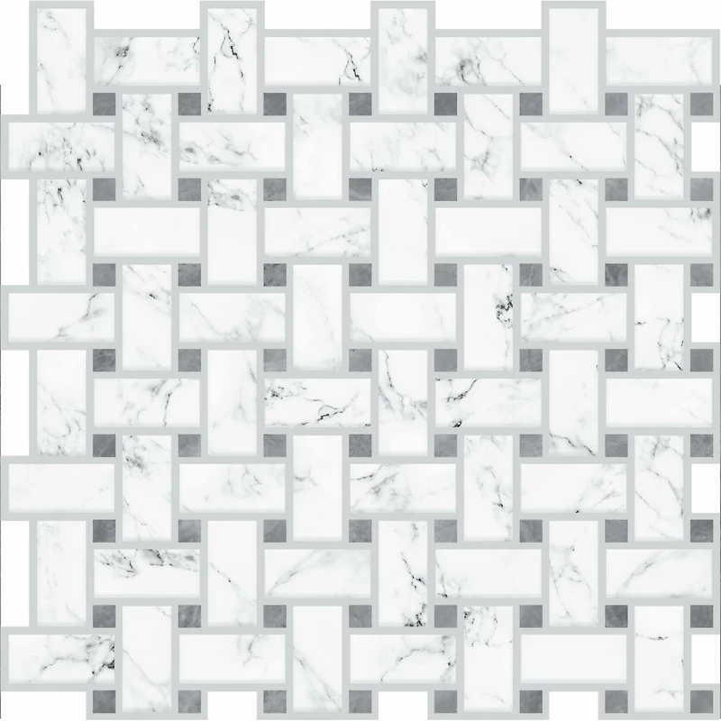 RoomMates Basketweave Carrara Marble Peel & Stick Backsplash StickTiles®
