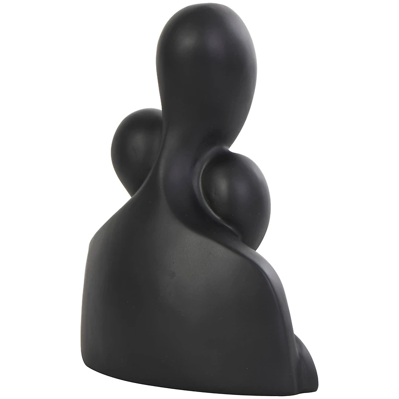 11" Black Polystone Abstract Nesting Family 3-Head Sculpture