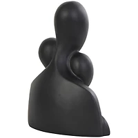 11" Black Polystone Abstract Nesting Family 3-Head Sculpture