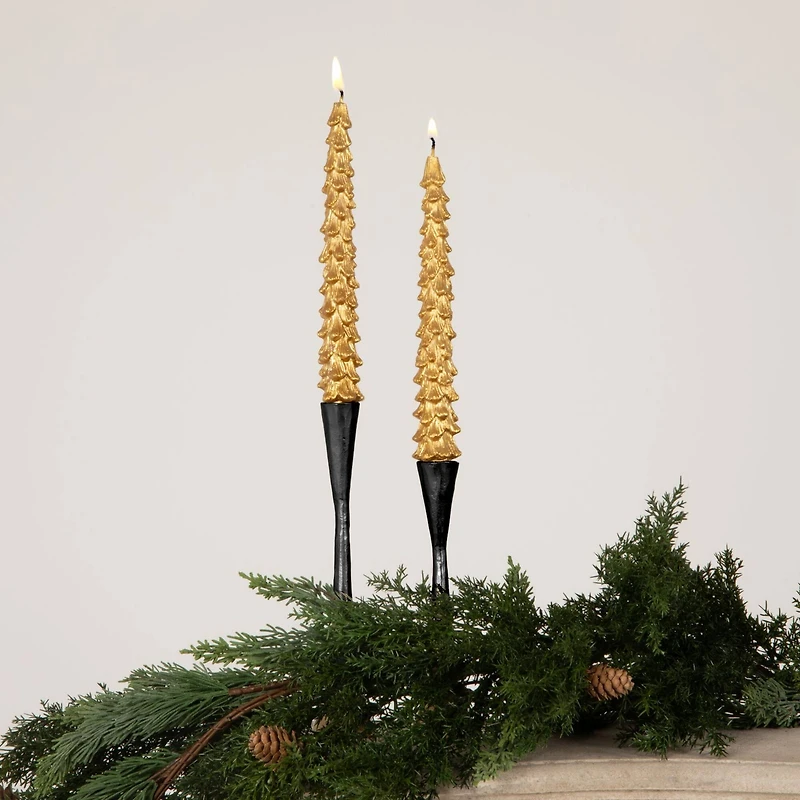 Hello Honey® Gold Unscented Tree Shaped Taper Candles Set