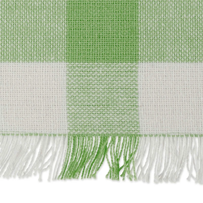 DII® Bright Green Heavyweight Check Fringed Placemat Set, 6ct.