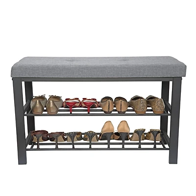 Simplify Gray Entryway Bench with Shoe Storage