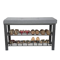 Simplify Gray Entryway Bench with Shoe Storage