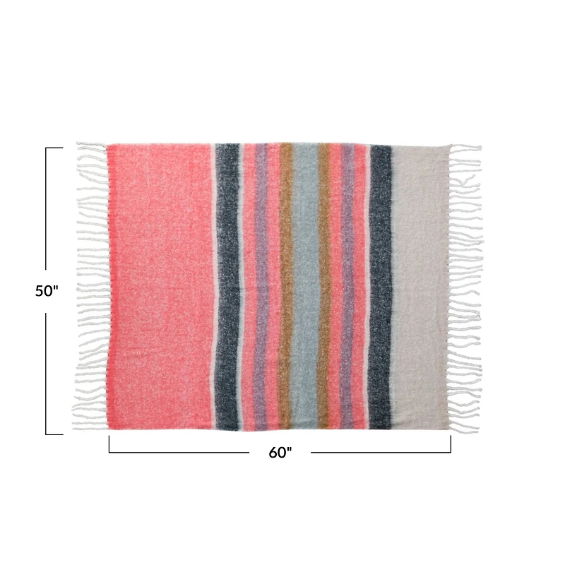 Hello Honey® Pink & Blue Striped Acrylic & Wool Throw Blanket