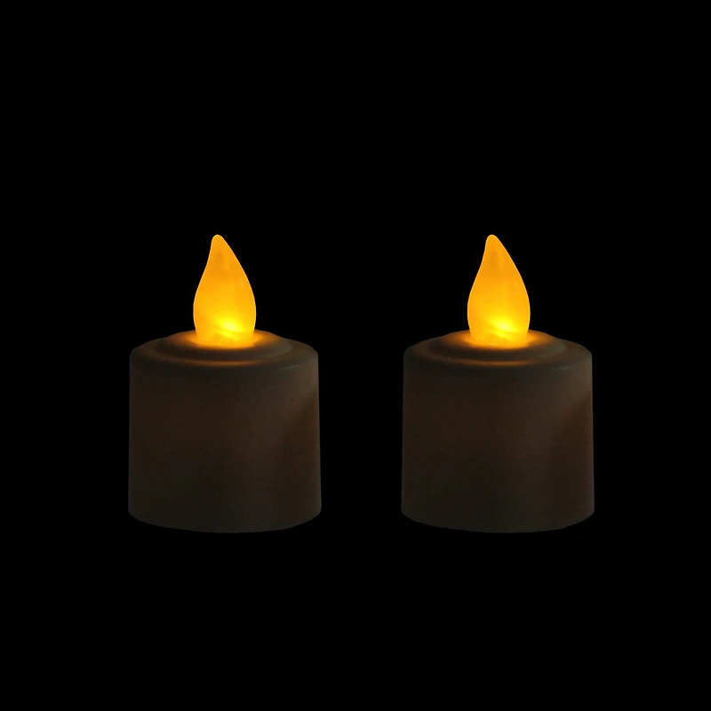 1.5" White LED Flickering Amber Lighted Christmas Votive Candles, 2ct.
