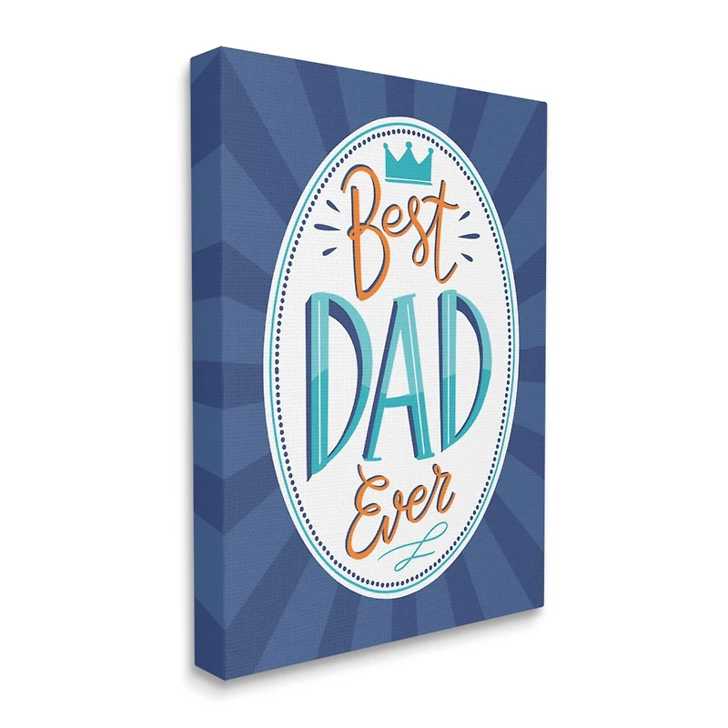 Stupell Industries Best Dad Ever Striped Phrase Canvas Wall Art