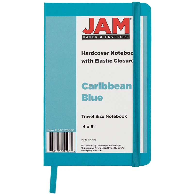 JAM Paper Travel Size Hardcover Notebook with Elastic Band