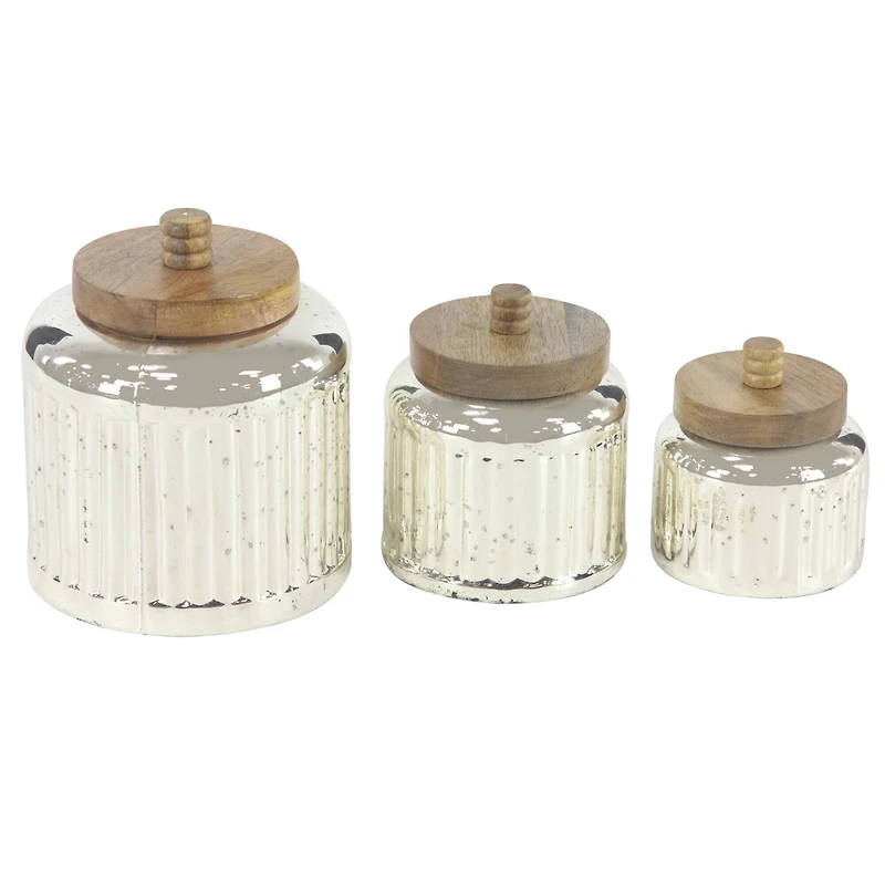 The Novogratz Silver Glass Farmhouse Decorative Jar Set