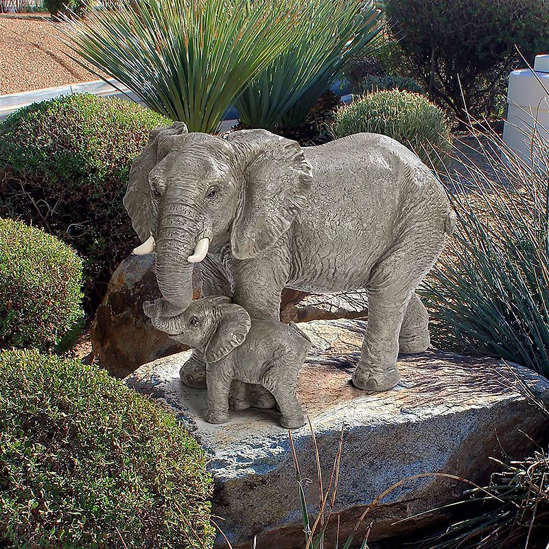 Design Toscano 15" Herd Mentality Mother & Calf Elephant Statue