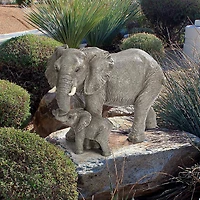Design Toscano 15" Herd Mentality Mother & Calf Elephant Statue