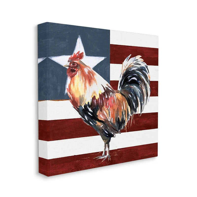 Stupell Industries Americana Rooster Single Star United States Flag Canvas Wall Art